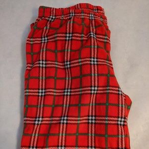 Red and Green Plaid Fluffy Lounge Pants
